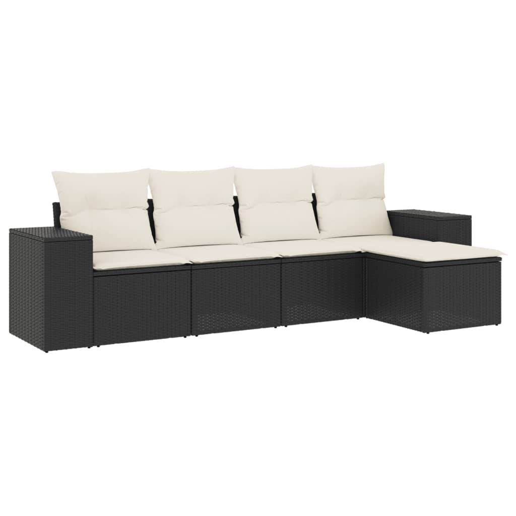 Vidaxl - Salon de jardin 5 pcs avec coussins noir résine tressée vidaXL 3222485 - Image 2