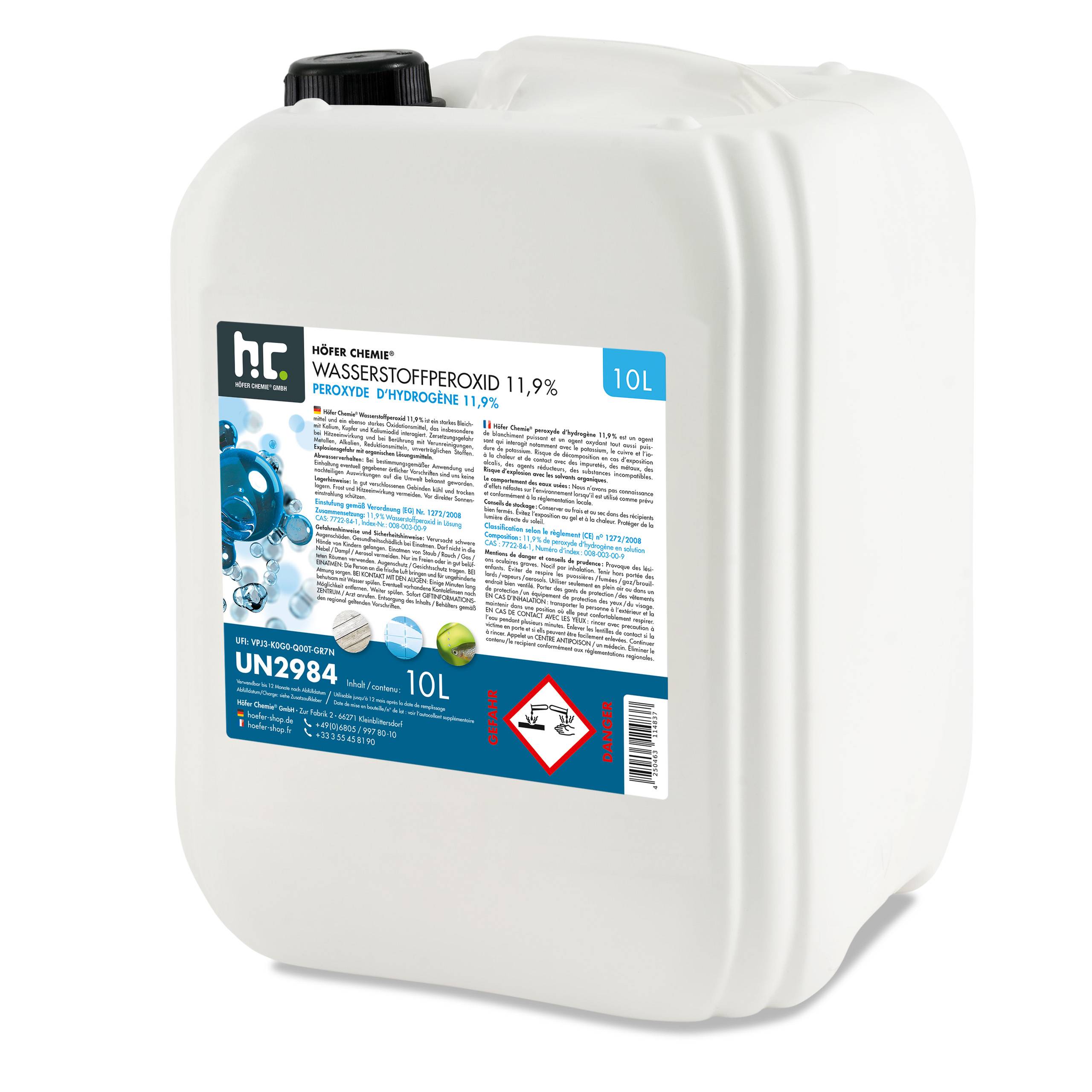 Péroxyde d'hydrogène 11,9 % Höfer Chemie® en bidon de 10 L x 1 - Image 1
