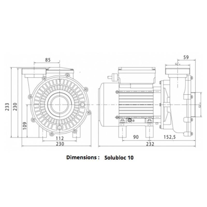 Pompe de circulation ACIS Vipool Solubloc PHT compatible Desjoyaux Type 2,50 cv 2 kW PHT BI-VITESSE - Image 3