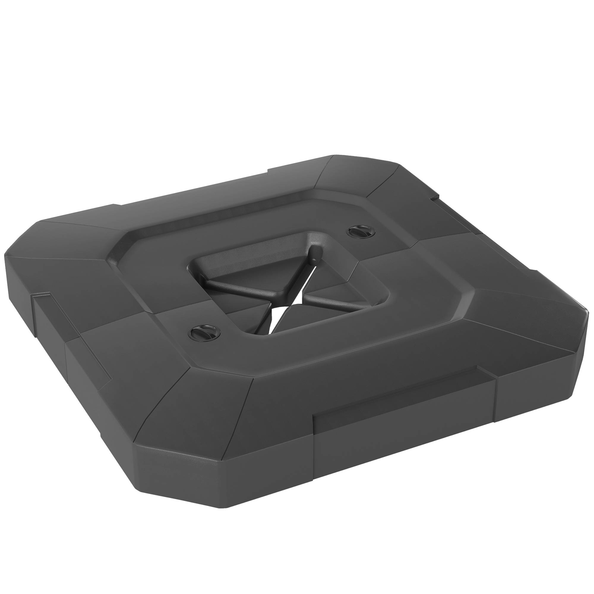 Set 2 poids base pour parasol déporté en HDPE remplissables jusqu'à 105 kg, 101x101x12 cm, noir - Image 2