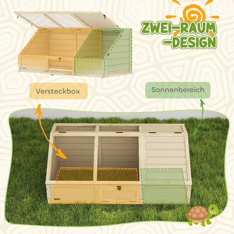Enclos Tortue Bois Sapin Extérieur Sans Fond Toit Ouvrant 120cm Naturel - ComfortXL Outdoor Living - Image 6