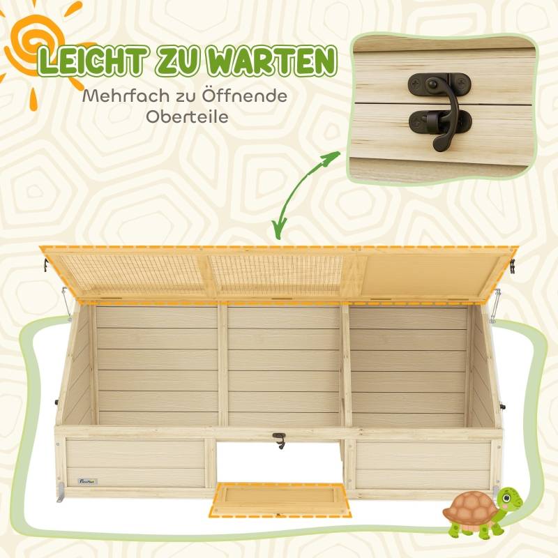 Enclos Tortue Bois Sapin Extérieur Sans Fond Toit Ouvrant 120cm Naturel - ComfortXL Outdoor Living - Image 7