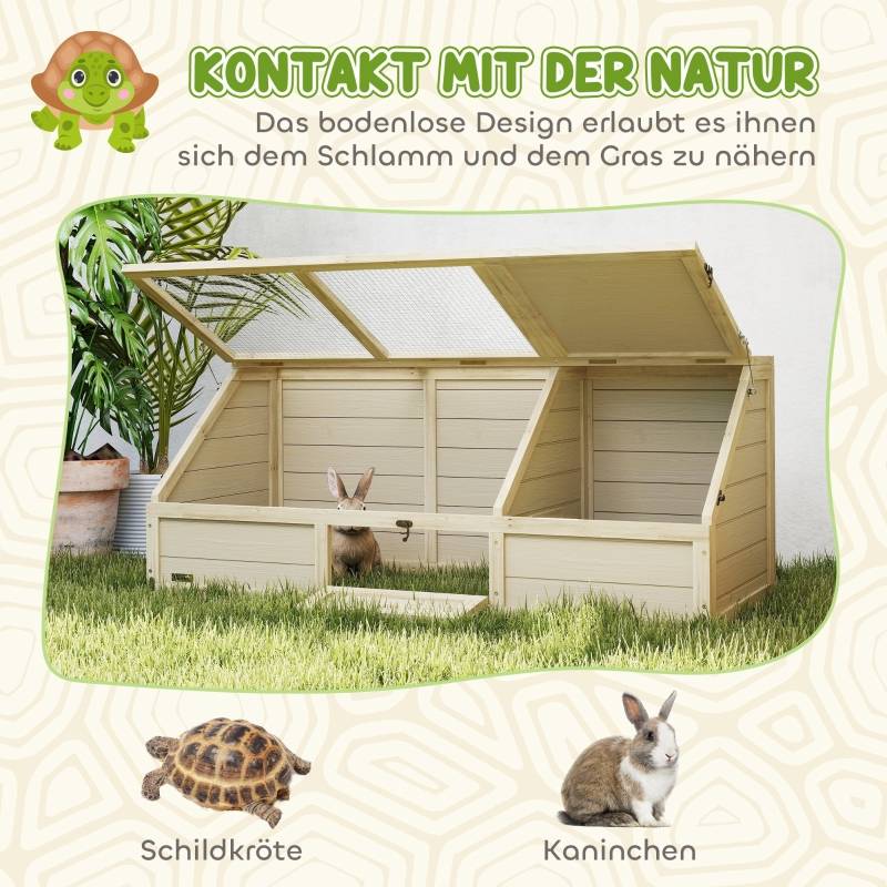 Enclos Tortue Bois Sapin Extérieur Sans Fond Toit Ouvrant 120cm Naturel - ComfortXL Outdoor Living - Image 5
