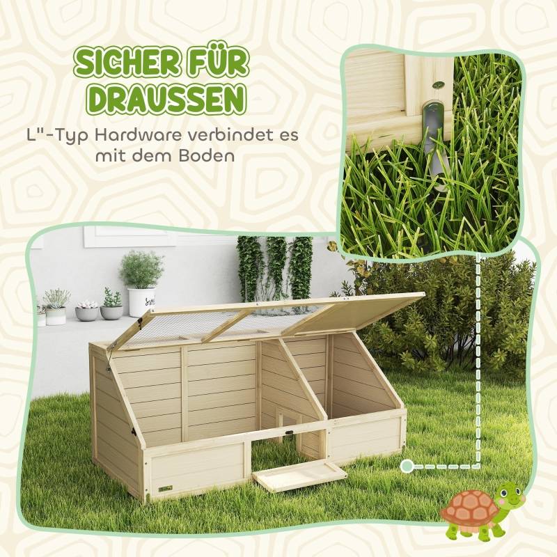 Enclos Tortue Bois Sapin Extérieur Sans Fond Toit Ouvrant 120cm Naturel - ComfortXL Outdoor Living - Image 4