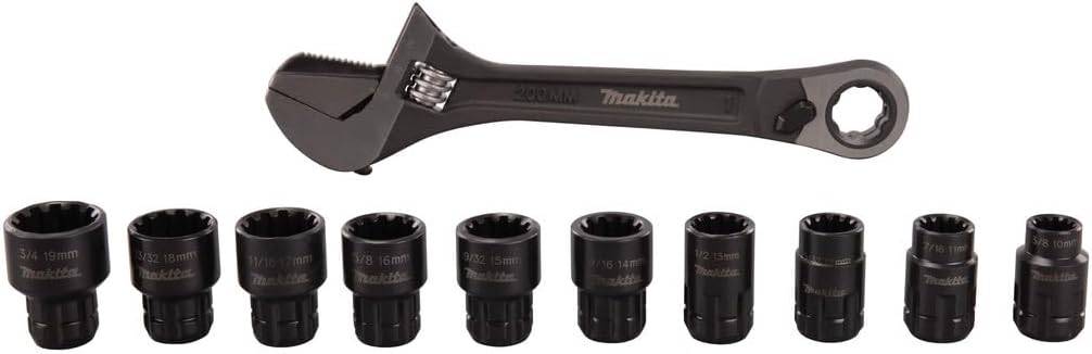 Clé à molette multifonction + 10 douilles - MAKITA - B-65458 - Image 1