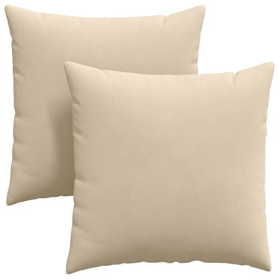 Lot de 2 Coussins Moelleux en Tissu Housse Lavable pour Chambre et Salon Crème 60x60 cm – ComfortXL Outdoor Living - Image 2
