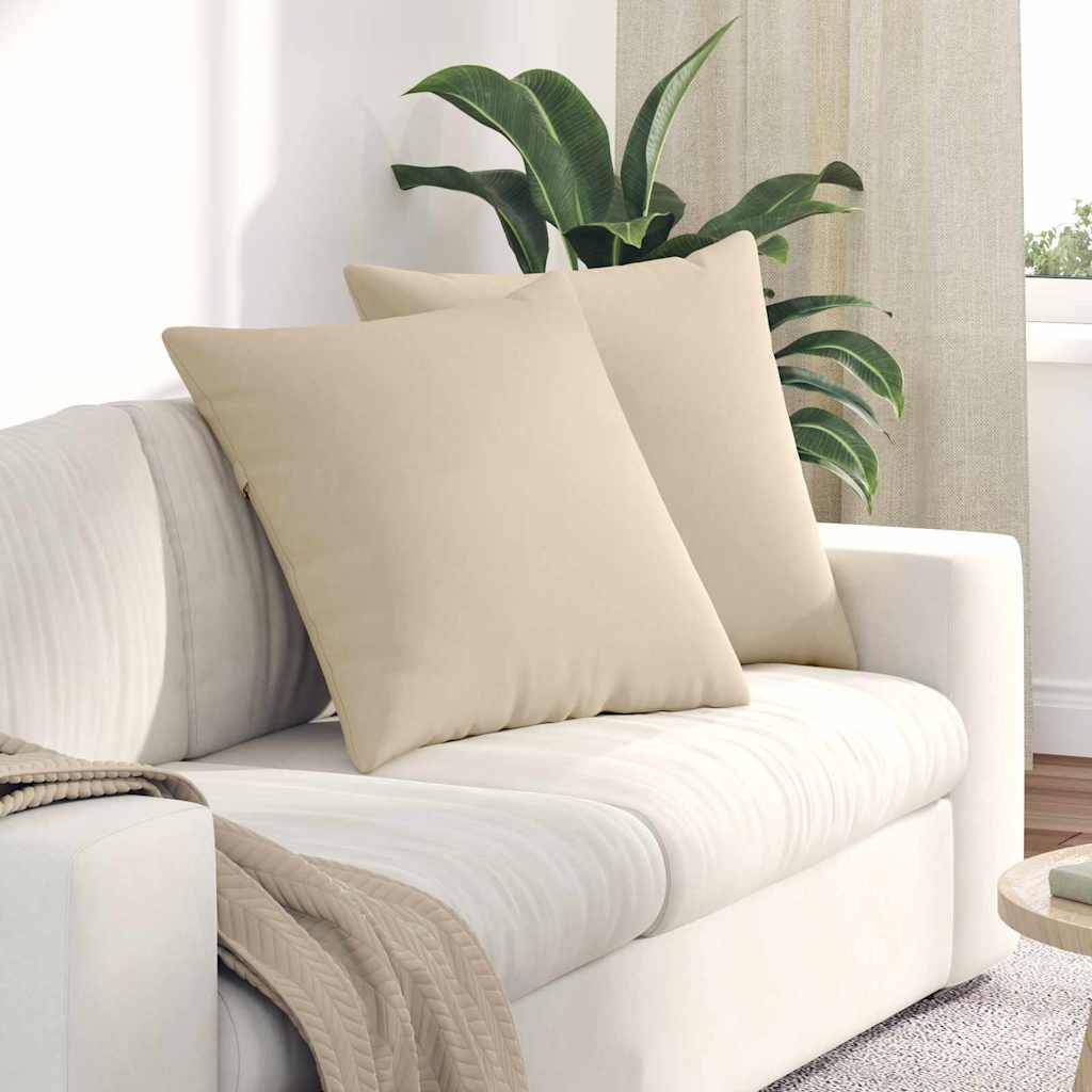 Lot de 2 Coussins Moelleux en Tissu Housse Lavable pour Chambre et Salon Crème 60x60 cm – ComfortXL Outdoor Living - Image 1