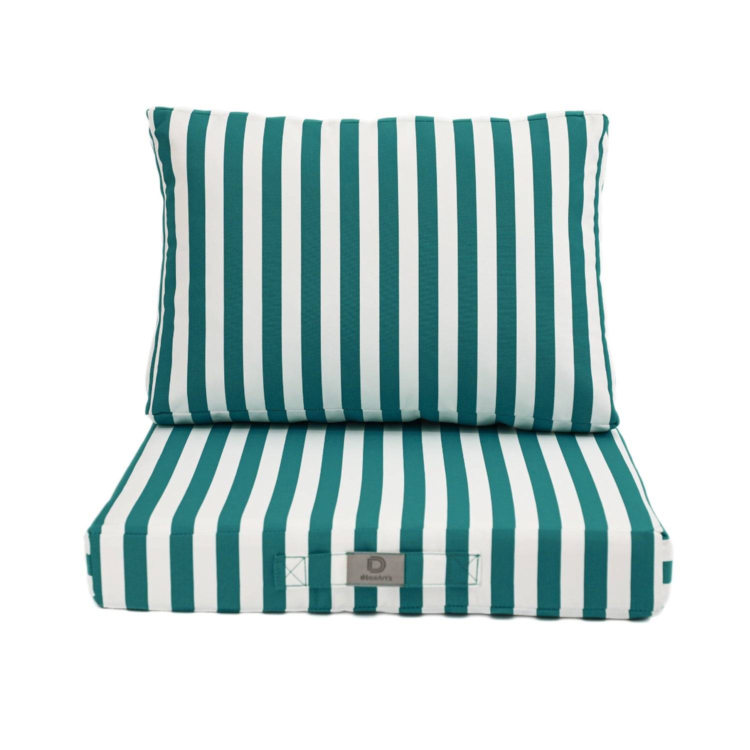 Coussins pour salon de jardin déhoussable 50x50cm Rayure vert - Déco arts - Image 3