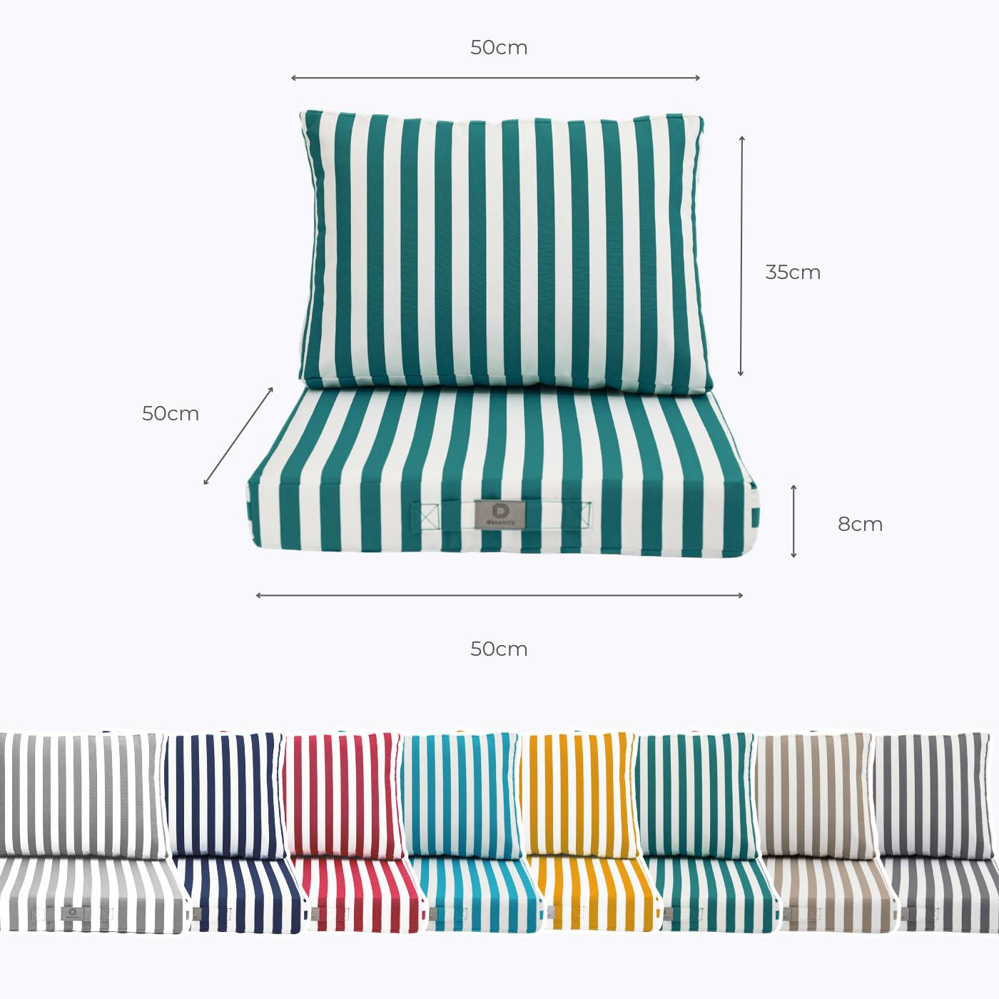 Coussins pour salon de jardin déhoussable 50x50cm Rayure vert - Déco arts - Image 5