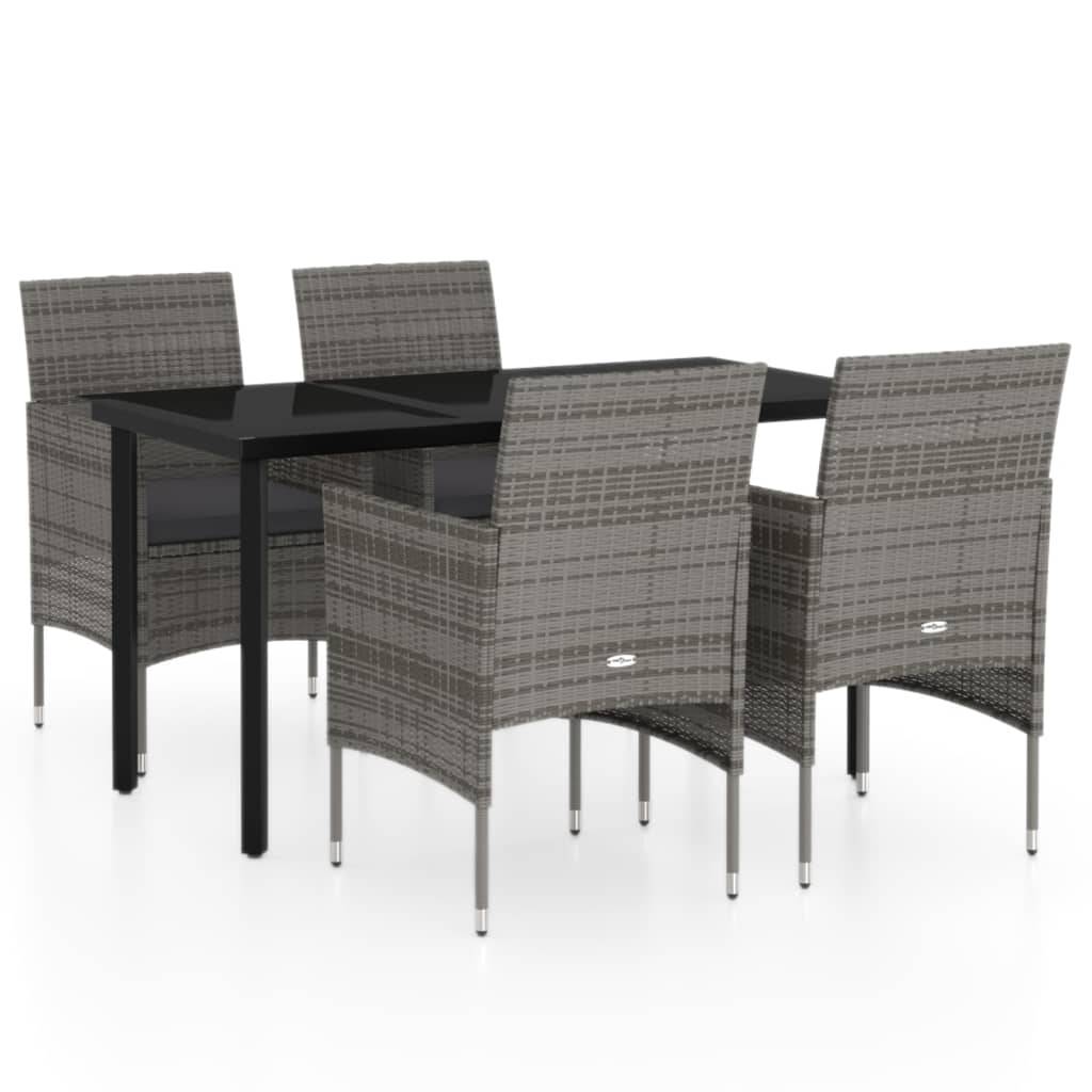 ComfortXL - Table et Chaises de Jardin 4 Pers Résine Tressée Acier Extérieur Gris 5 pcs – ComfortXL Outdoor Living - Image 2
