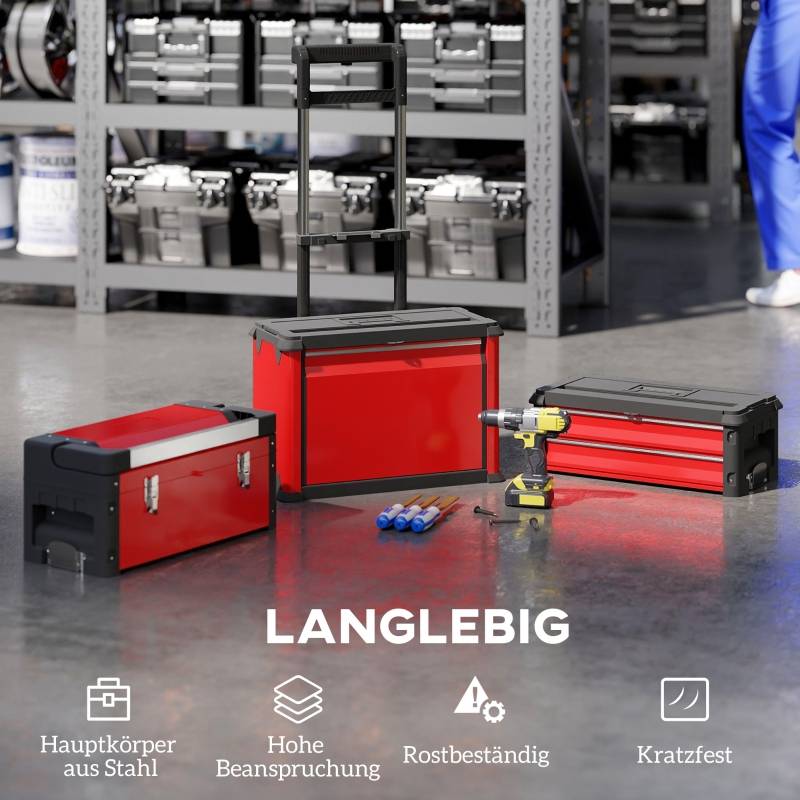Servante d'atelier modulaire 3 en 1 en acier avec roues pour garage mobile Rouge – ComfortXL Outdoor Living - Image 5