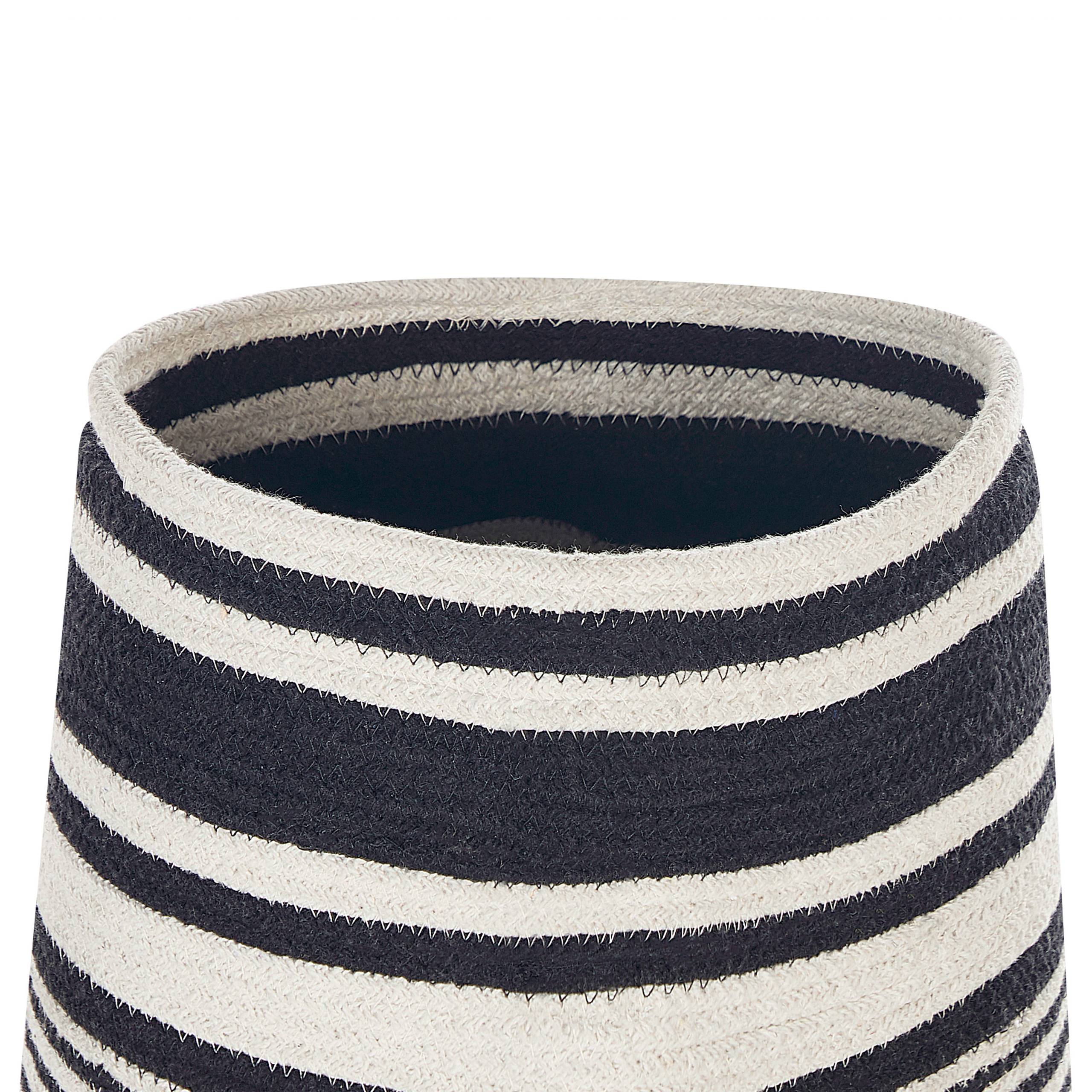 Panier Blanc et Noir en Coton 33 cm de Diamètre Corbeille à Linge Faite Main Tressée Rangement à Rayures pour Intérieur Accessoire - Image 4