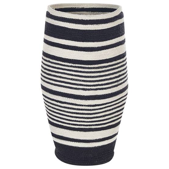 Panier Blanc et Noir en Coton 33 cm de Diamètre Corbeille à Linge Faite Main Tressée Rangement à Rayures pour Intérieur Accessoire - Image 1