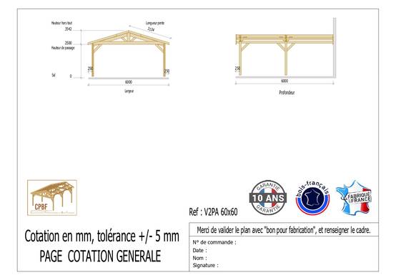 Carport Bois Douglas Français 36m² – 2 pentes adossé – 4 poteaux – Abri voiture extérieur – Garantie 10 ans - Image 3