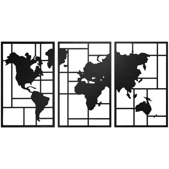 ComfortXL - Décoration Murale Carte du Monde Métal Salon Intérieur Design Moderne 150x80cm Noir - ComfortXL Outdoor Living - Image 2