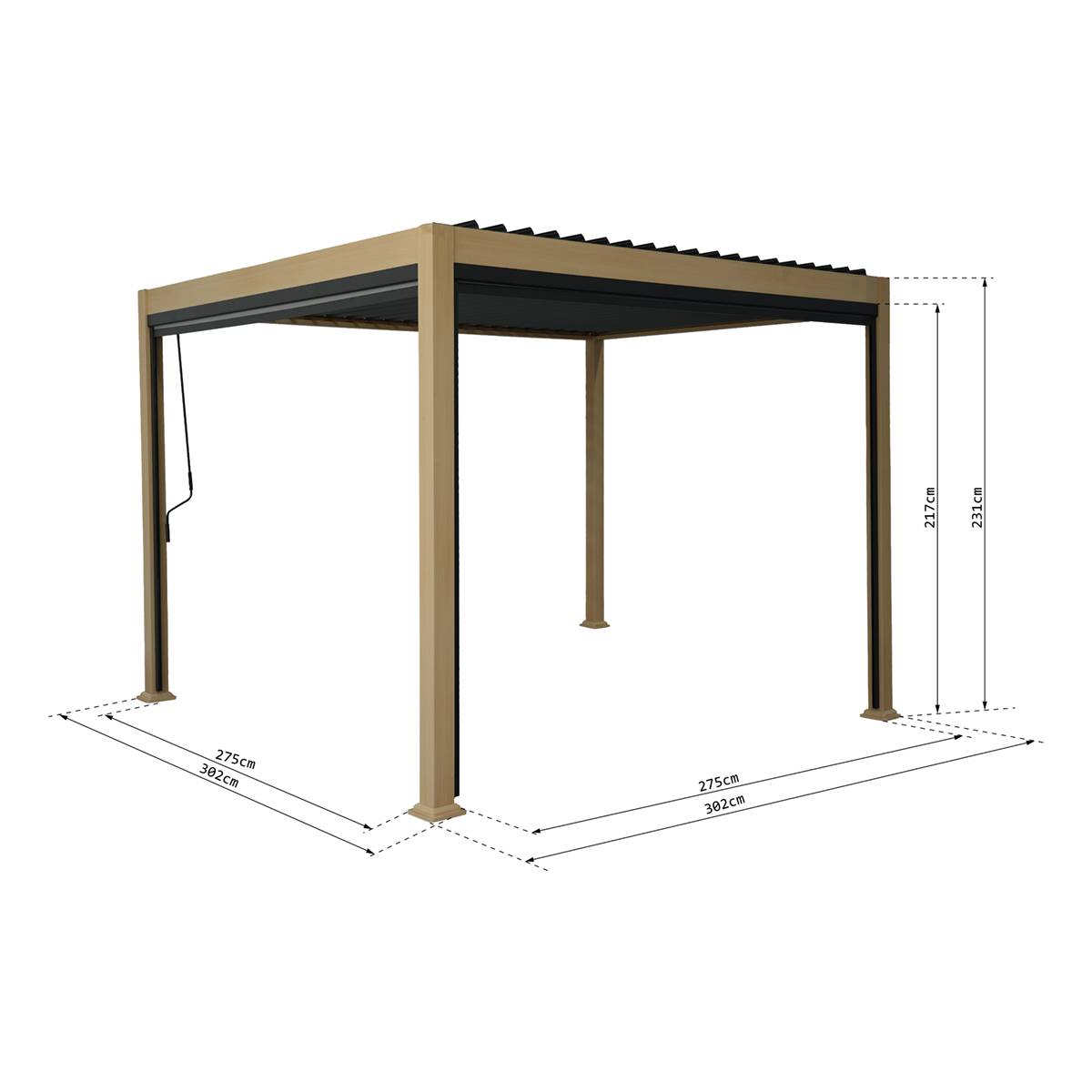 Pergola bioclimatique 3x3m Zeus effet bois - Gecko Jardin - Image 9