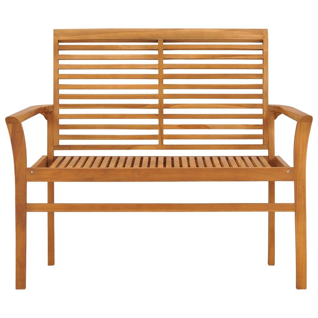 Helloshop26 - Banc de jardin meuble de patio d'extérieur terrasse avec coussin à carreaux rouge 112 x 55 x 94 cm teck massif - Image 3