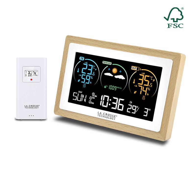 La Crosse Technology - Station Météo avec écran Coloré et Contour Bois