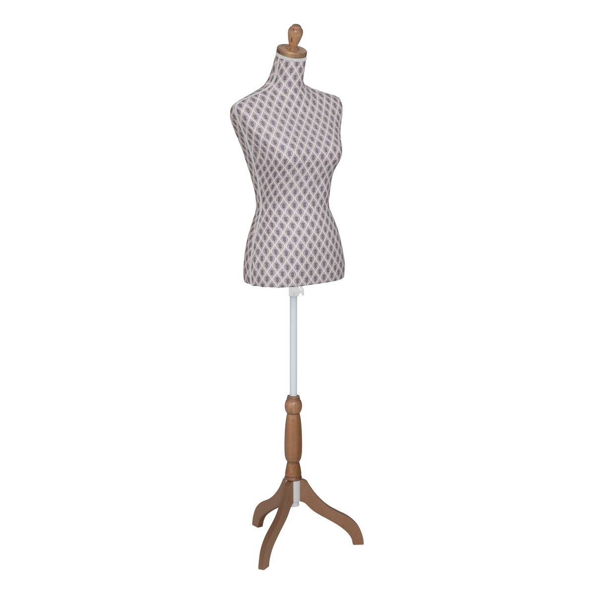 Atmosphera - Mannequin décoratif sur pied Buste tissu aux motifs Violet et Bleu H 160 cm - Image 1
