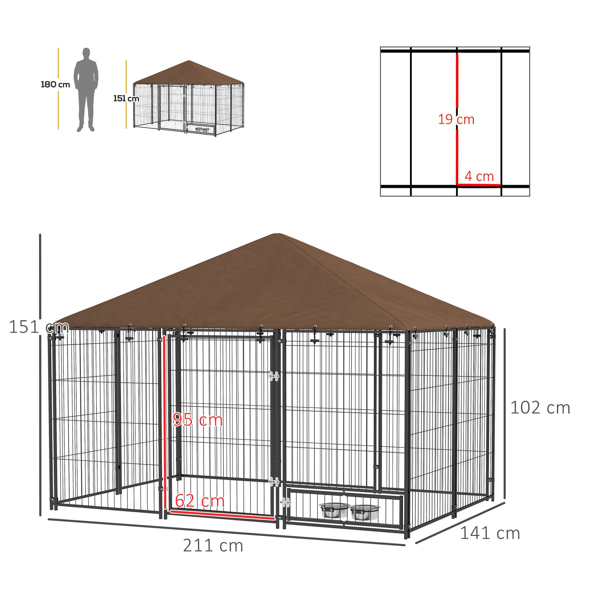Chenil extérieur pour Chiens en acier et Tissu Oxford Support gamelle et Toit résistant aux intempéries Espace spacieux - Image 5