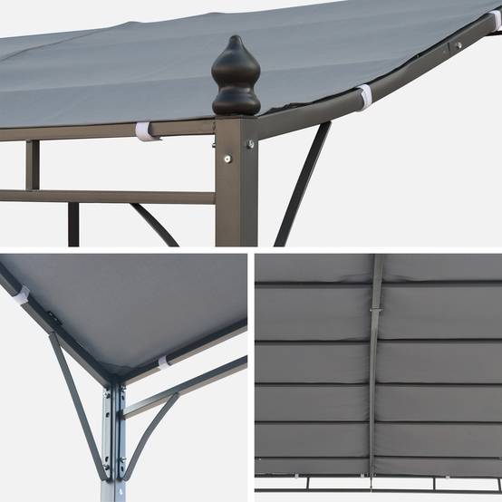 sweeek - Pergola adossée 3x2.5m - Brestum - Toile grise - Pergola murale | sweeek - Image 1