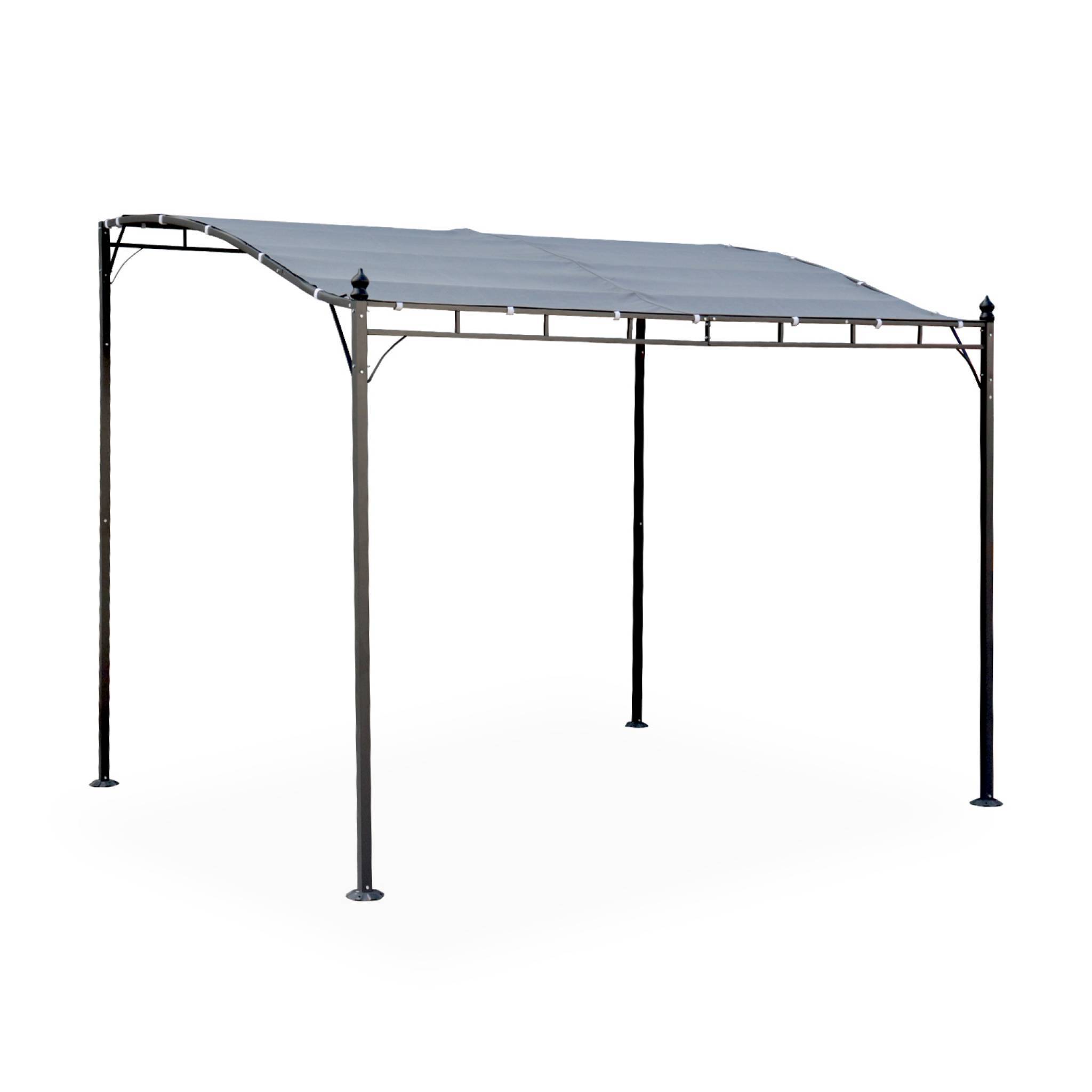 sweeek - Pergola adossée 3x2.5m - Brestum -  Toile grise - Pergola murale | sweeek - Image 2