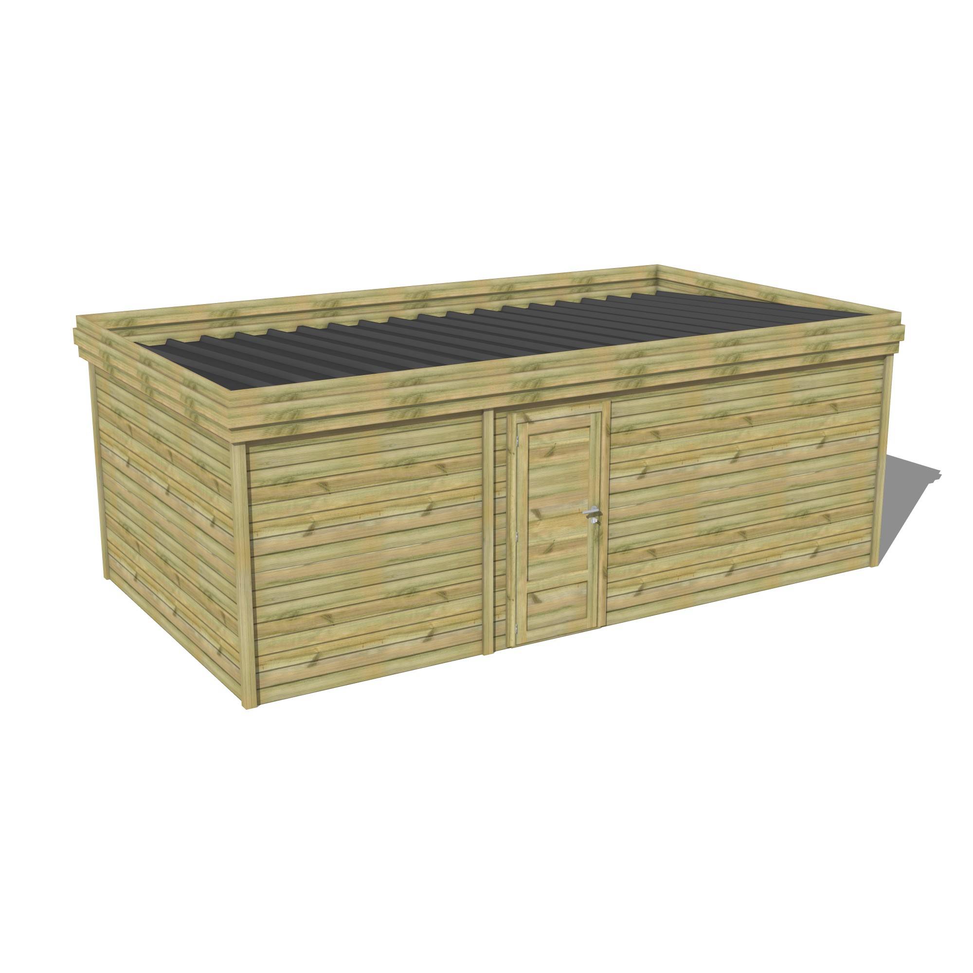 Abri Français - ABRI DE JARDIN bois Pin traité autoclave 27mm - 6,395x3,44m / 22m2 - Bac acier - Abri Français