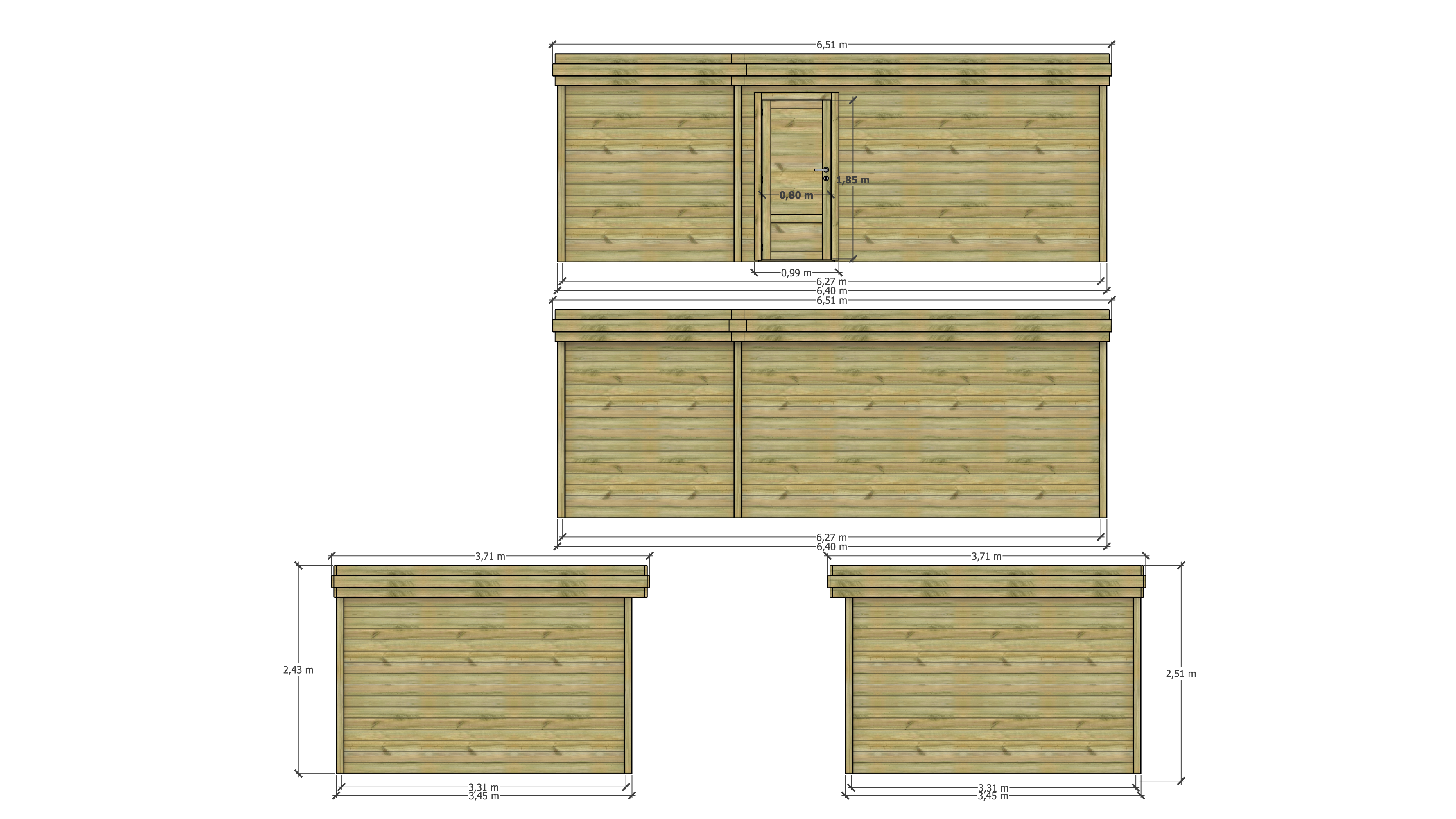 Abri Français - ABRI DE JARDIN bois Pin traité autoclave 27mm - 6,395x3,44m / 22m2 - Bac acier - Abri Français - Image 4