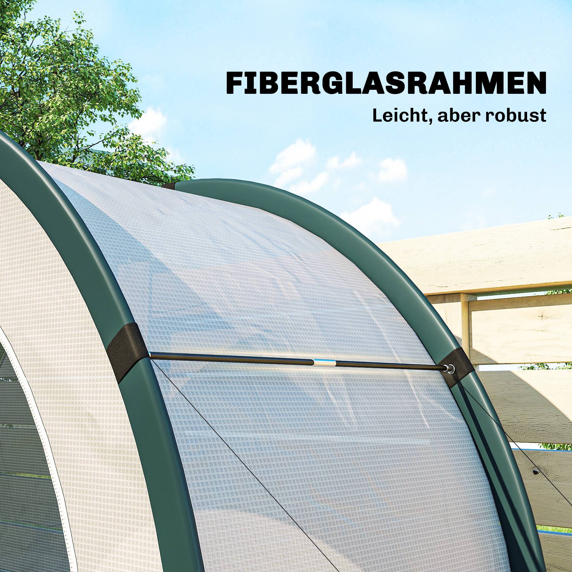 Serre tunnel pliante fibre de verre et PE pour balcon toit courbé 200x80x164cm vert - ComfortXL Outdoor Living - Image 9