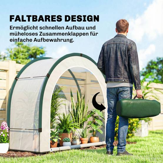 Serre tunnel pliante fibre de verre et PE pour balcon toit courbé 200x80x164cm vert - ComfortXL Outdoor Living - Image 6