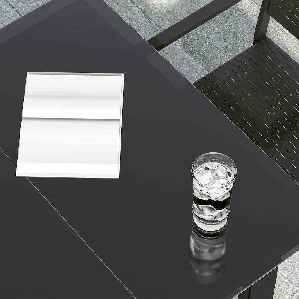 ComfortXL - Table de Jardin Noire 160cm en Acier et Verre Trempé, avec Pieds Carrés pour un Style Moderne – ComfortXL Outdoor Living - Image 4