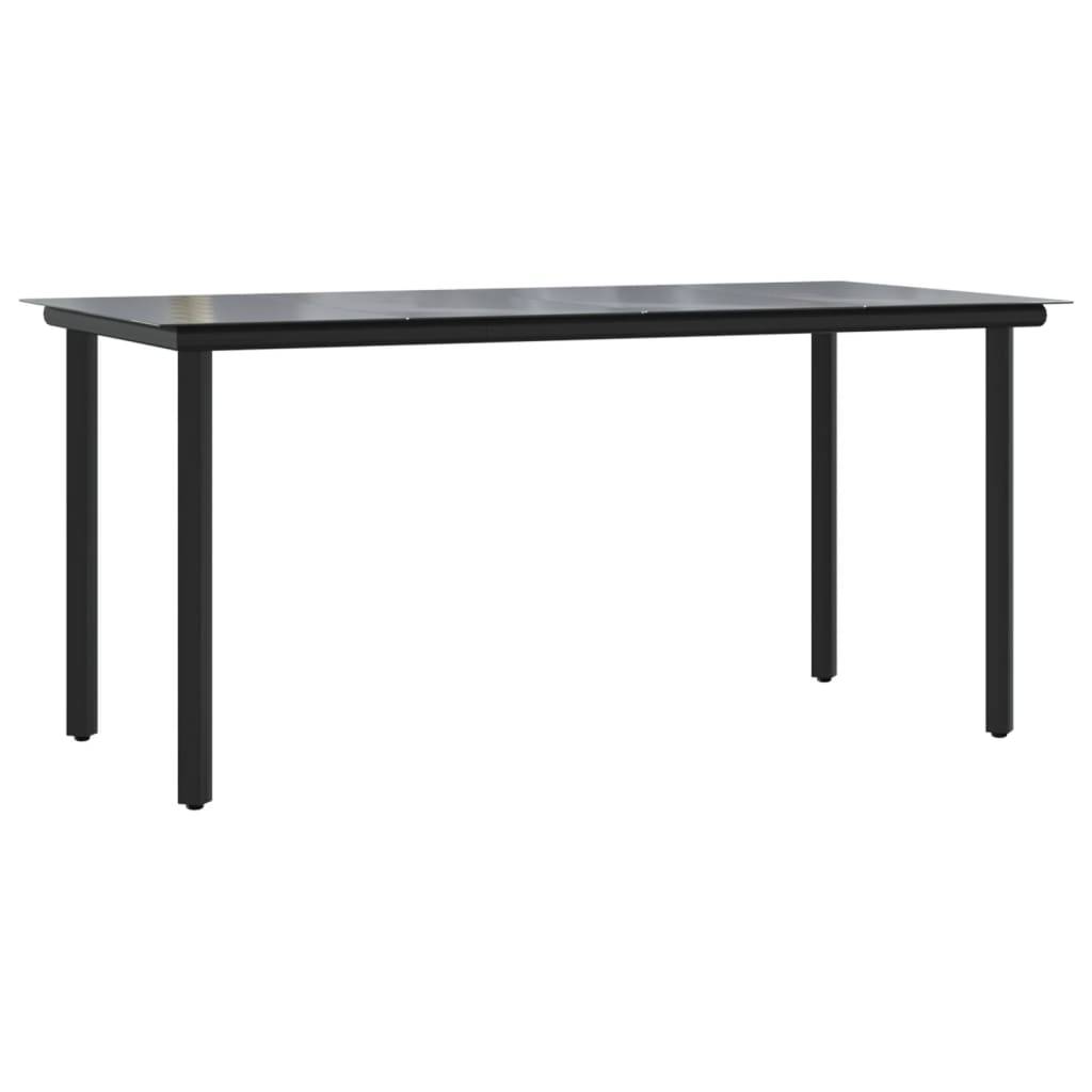 ComfortXL - Table de Jardin Noire 160cm en Acier et Verre Trempé, avec Pieds Carrés pour un Style Moderne – ComfortXL Outdoor Living - Image 2