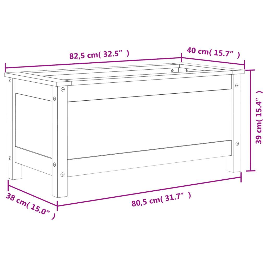 Jardinière rectangulaire décorative jardin balcon terrasse 82,5 x 40 x 39 cm en bois massif douglas - Image 7