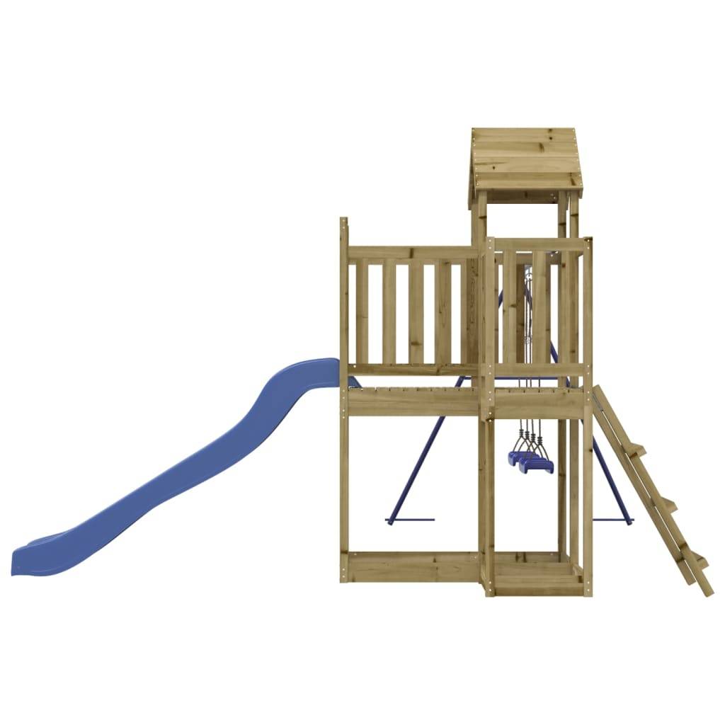 Helloshop26 - Aire de jeux d'extérieur balançoires toboggan portiques robuste jeux jardin bois de pin imprégné - Image 4