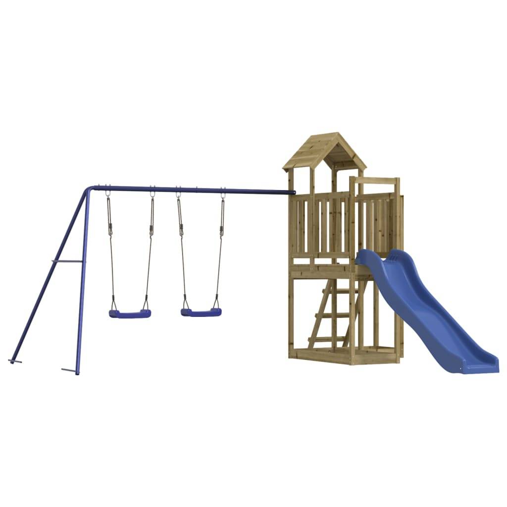 Helloshop26 - Aire de jeux d'extérieur balançoires toboggan portiques robuste jeux jardin bois de pin imprégné - Image 2