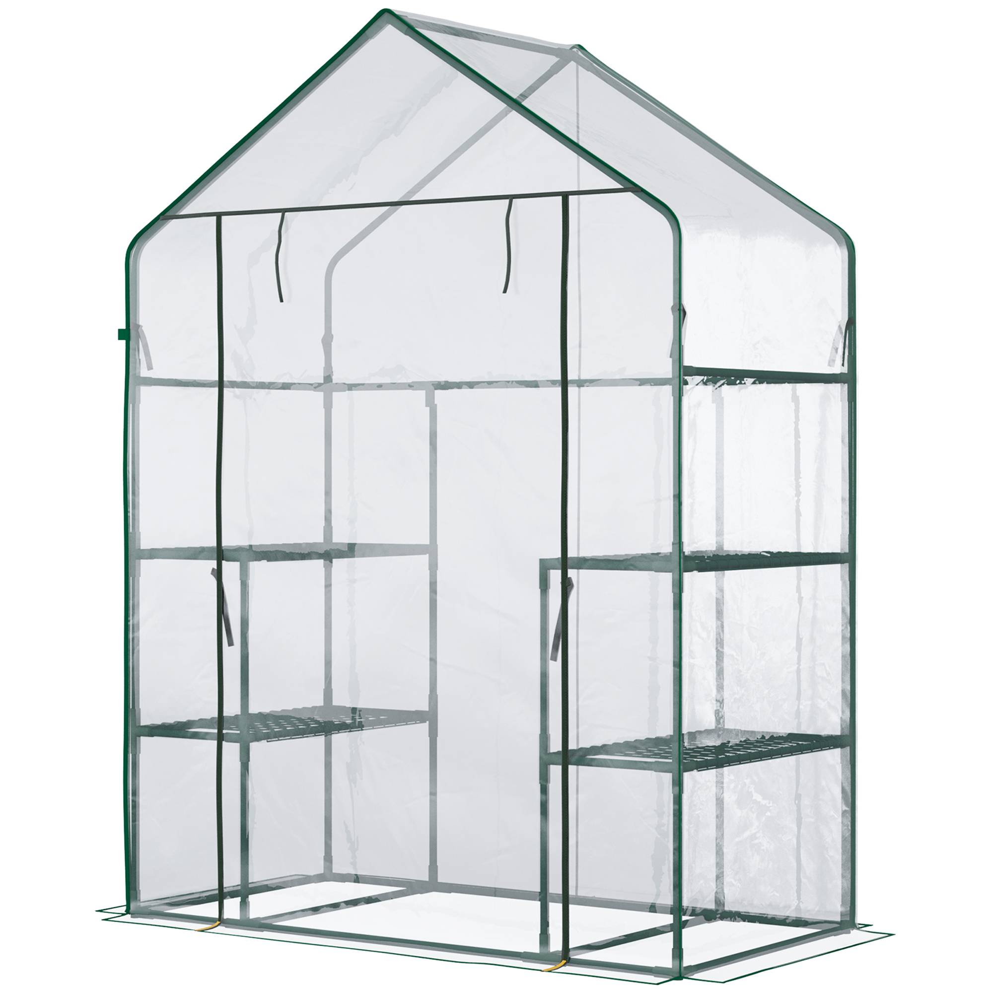 Serre jardin étagères 4 niveaux PVC 140 g/m² acier anti UV 142x73x195 cm, balcon plantes transparente - Image 2