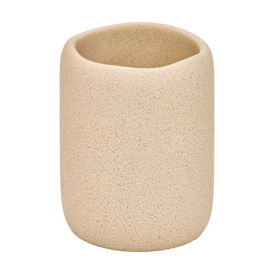 Gobelet Brosse à Dents en Résine "Olea" 9cm Beige - Image 1