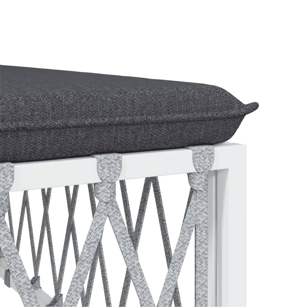 Helloshop26 - Salon de jardin meuble d'extérieur ensemble de mobilier 4 pièces avec coussins blanc acier - Image 4