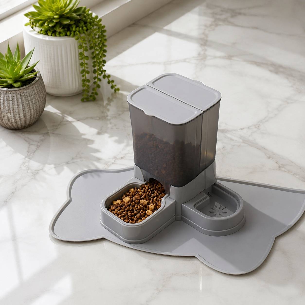 Distributeur Automatique 2 en 1 Nourriture et Eau pour Chat et Petit Chien Filtre Inclus Sans BPA - Image 3
