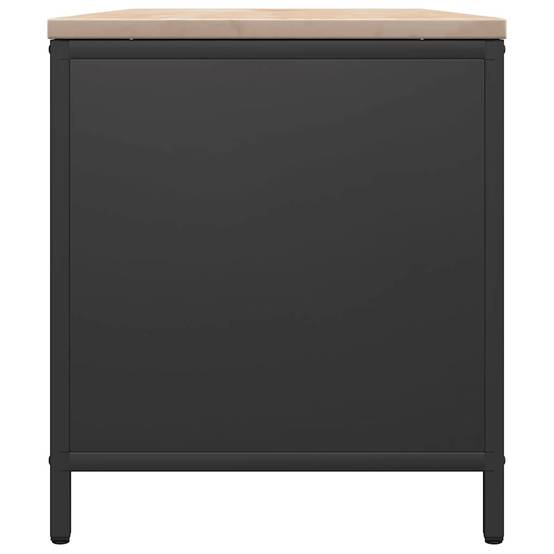 Banc range-bûches en acier avec assise en bois Stockage bois intérieur 100cm Noir - ComfortXL Outdoor Living - Image 7