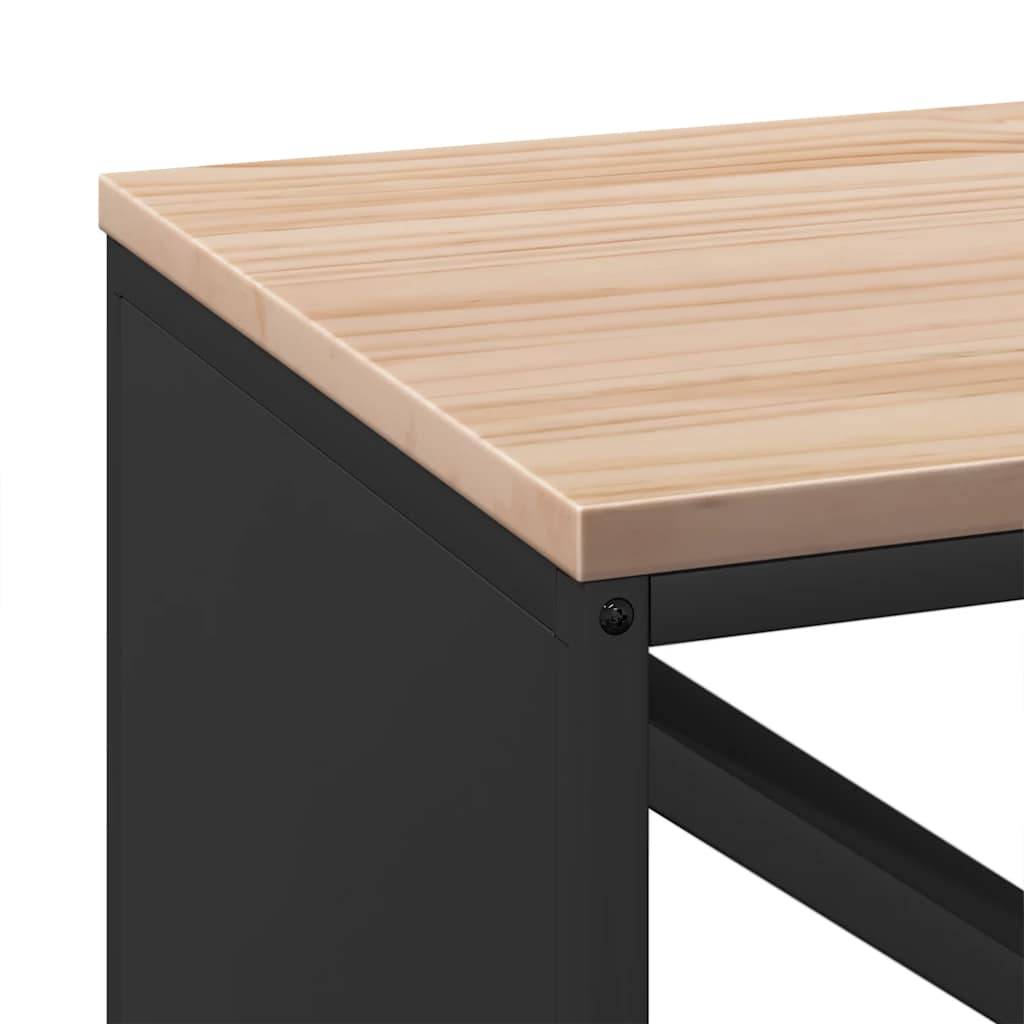 Banc range-bûches en acier avec assise en bois Stockage bois intérieur 100cm Noir - ComfortXL Outdoor Living - Image 8