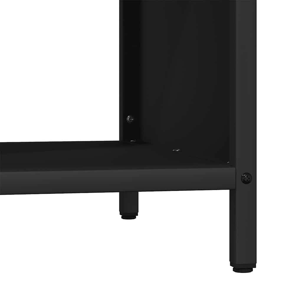 Banc range-bûches en acier avec assise en bois Stockage bois intérieur 100cm Noir - ComfortXL Outdoor Living - Image 9