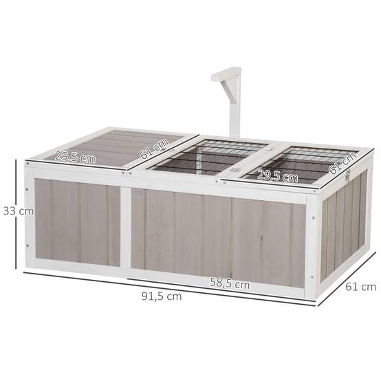 Maison enclos cage pour petit animal tortue avec 2 espaces dim. 91,5L x 61l x 33H cm - bois de sapin - Image 5