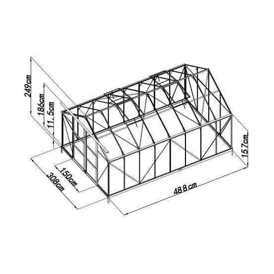 Serre de jardin polycarbonate 15m² vert avec embase et portes coulissantes Green Protect - Image 3