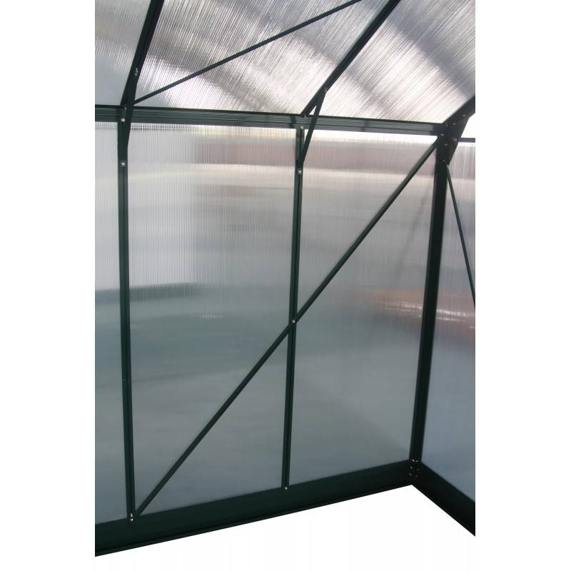 Serre de jardin polycarbonate 15m² vert avec embase et portes coulissantes Green Protect - Image 5