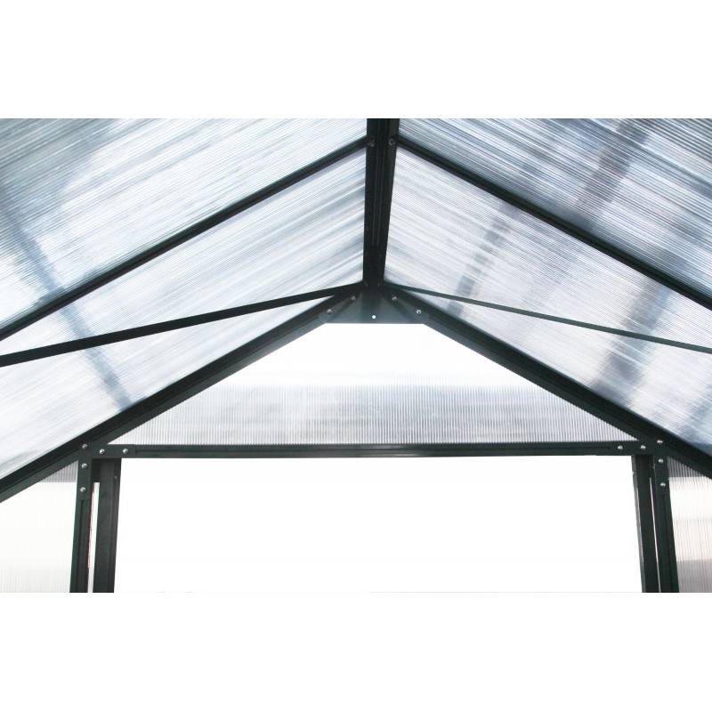 Serre de jardin polycarbonate 15m² vert avec embase et portes coulissantes Green Protect - Image 7