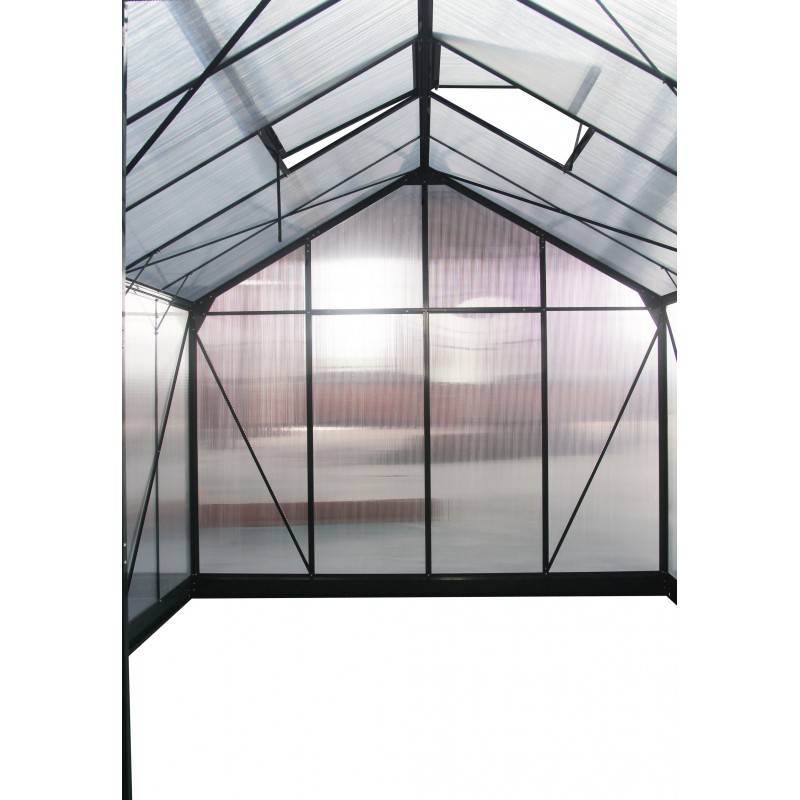 Serre de jardin polycarbonate 15m² vert avec embase et portes coulissantes Green Protect - Image 6