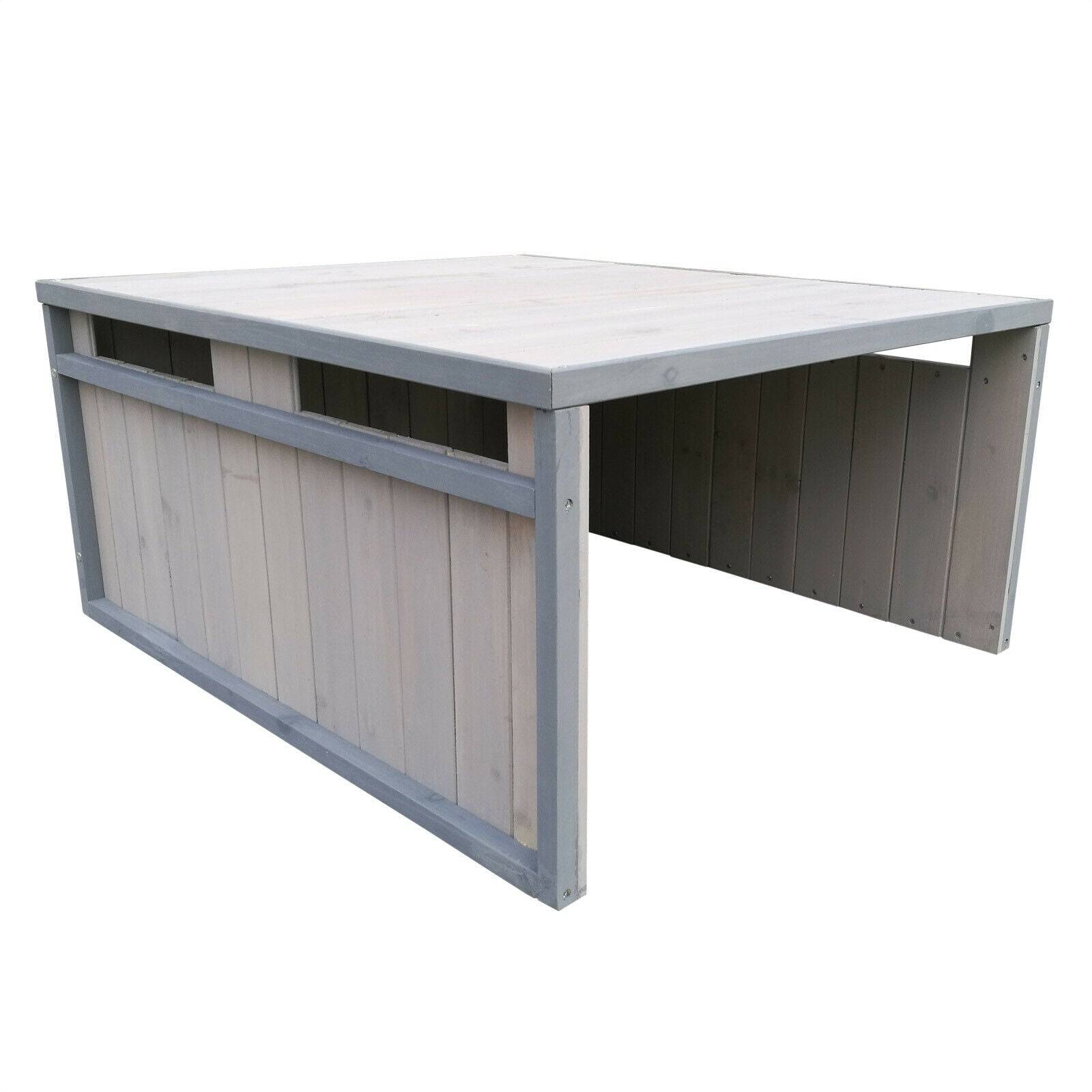Helloshop26 - Garage robot tondeuse toit en pente bois massif abri 80 cm gris - Image 1
