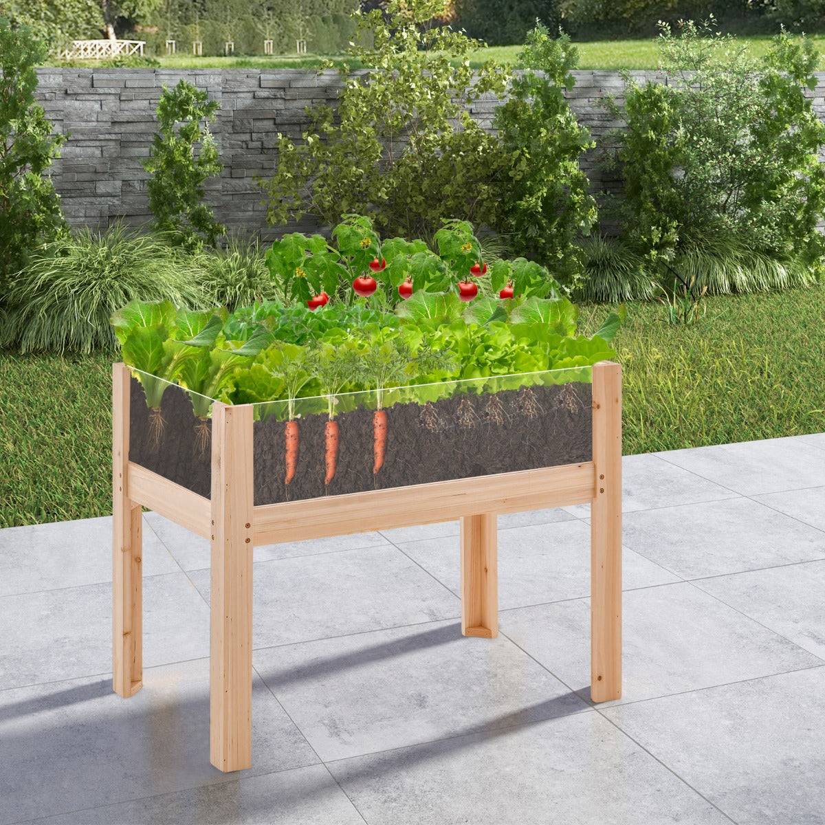 Helloshop26 - Jardinière surélevée en bois trous de drainage panneaux acryliques transparent légumes herbes fleurs capacité de 50 litres naturel - Image 2