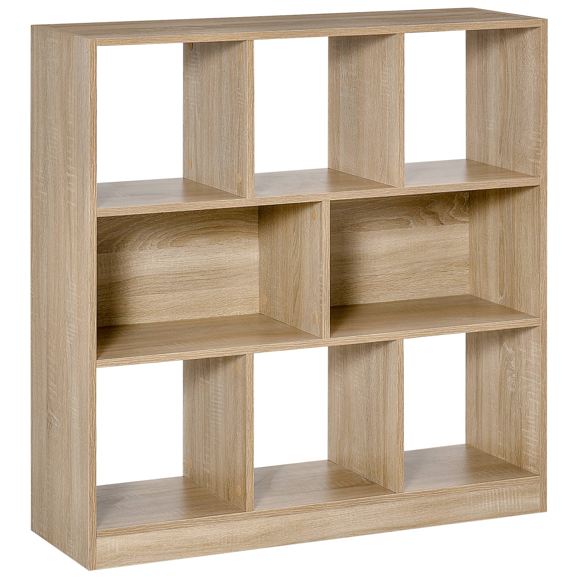 Bibliothèque autoportante, 8 étagères, 97,5 x 30 x 100 cm, aspect chêne